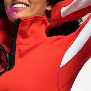 Trendy Fashion Oanpaste hege kraag Nylon Color Block Crop Zip Active Thumb Hole Jacket foar froulju