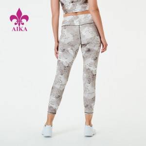 Висококвалитетно печатење на логото на сопствен бренд за фитнес облека за јога панталони за вежбање, женски хеланки со вратоврска боја