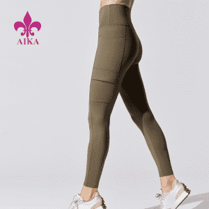 Fabrikspris Custom Yoga Fitness Wear engros nylon spandex gym Legging Højtalje hurtigtørrende Leggingsbukser med lomme