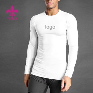 Labing Maayo nga Pagbaligya sa Custom nga Logo Long Sleeves Muscle Training Gym Sport Cotton Compression T Shirt