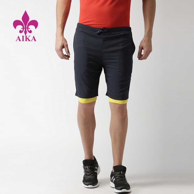 Høykvalitets Custom New Basics Solid treningssportshorts for menn med innebygd tights