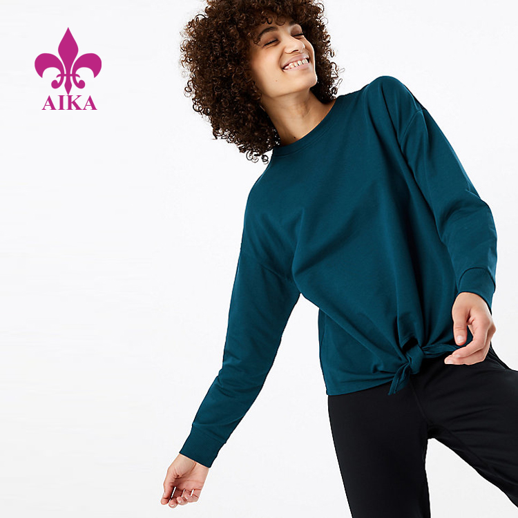 Nyt modedesign Casual Style Åndbar knude foran Sweatshirt Sports Dame Hættetrøje uden hætte