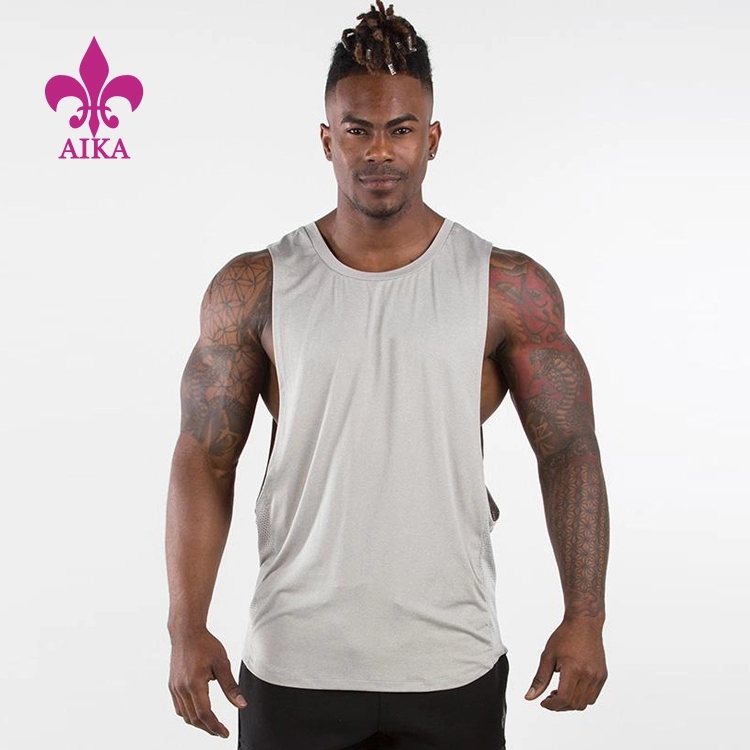 Grousshandel personaliséiert Fitness Männer Simple Sports Gym Blank Musular Tank Top Am Bulk
