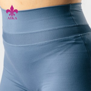 Wholesale Custom Logo Kat fason Detire High Waist Ribbed Spliced ​​Womens Athletic Yoga Shorts