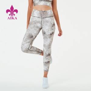 Högkvalitativt tryck av Cusom märkeslogotyp Fitness Bär Andningsbara Yogabyxor Gym Tie-Dye Leggings för kvinnor
