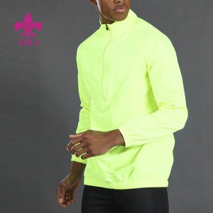 Custom Lighweight 100% Polyester Active 1/4 Zip Funnel Neck Windbreaker Kwa Mens Sportswear
