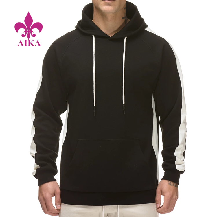 Venta caliente de ropa deportiva para yoga - Diseño de tiras blancas Sudaderas transpirables de compresión Ropa deportiva con capucha para hombres - AIKA