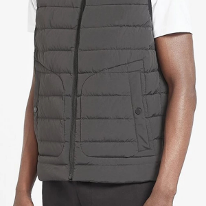 Jaqueta de pluja sense mànigues de coll alt de qualitat superior per a homes amb butxaques amb botons