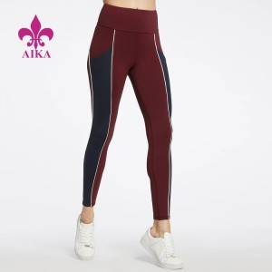 Pantalones deportivos de marca personalizados Color Block Fitness Leggings de yoga de cintura alta para mujeres