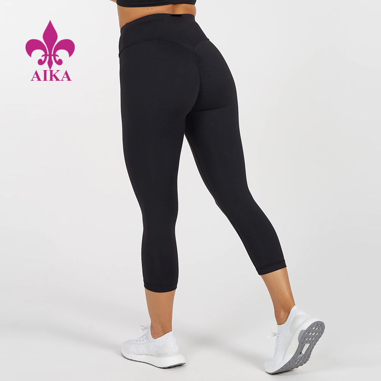 Lag luam wholesale Capri Fitness Tights Customized Logo Gym Leggings Cov poj niam Yoga ris