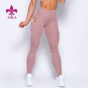 Calças de Legging do Gym da aptidão da ioga do estiramento de quatro maneiras feitas sob encomenda da elevação alta para mulheres