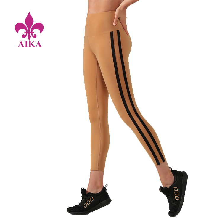 Custom Women Yoga Wear Ankel Biter Tight Side Sporty Stripe Sports Active Leggings