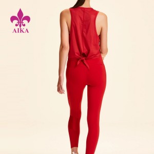 ʻO ka hōʻea hou 100% Polyester Mesh Fabric Tie Back Custom Logo Women Sports Workout Tank Top