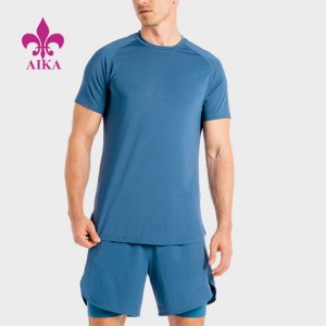 Лятна дишаща полиестерна спандекс тениска на едро с персонализиран печат Фитнес облекло Мъжки тениски