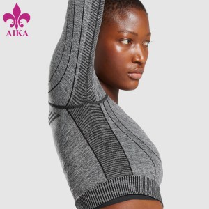 Logotip personalitzat Fitness Yoga Wear Samarreta de màniga llarga per a nenes Impressió de forats elàstics per al polze Crop Top