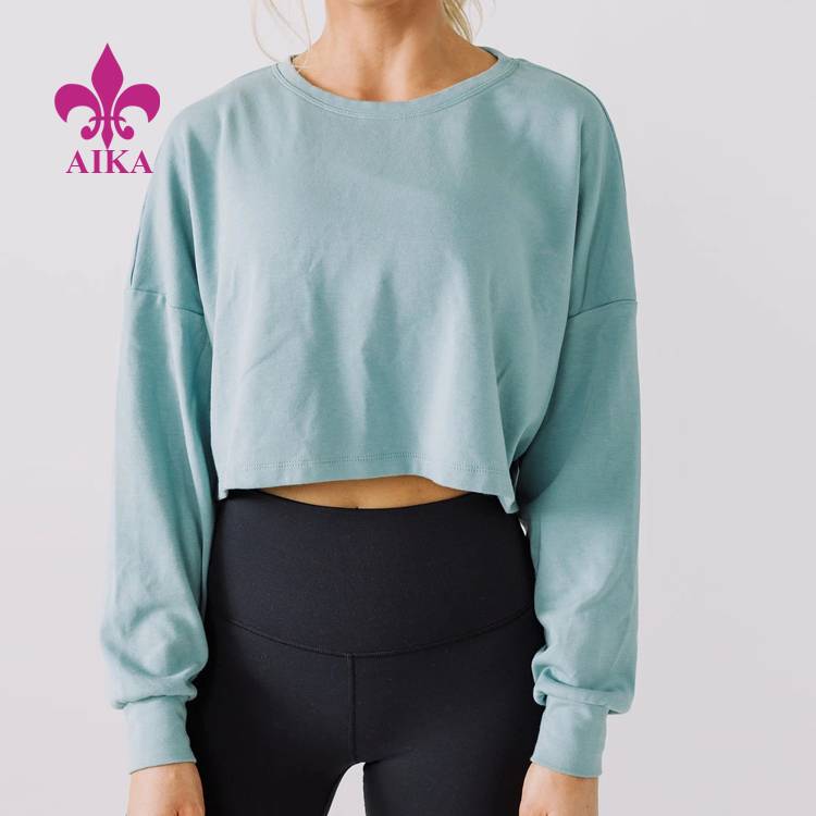 Trendiga produkter Sportbyxor Kläder - Lätt, klassisk designtopp för kvinnor 2021 Långärmad OEM T-shirt i bomull för kvinnor – AIKA
