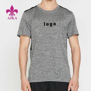 Lichtgewicht stof op maat logo afdrukken polyester gym sport T-shirt fitness voor heren