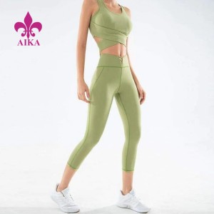 High Stretch Custom Track Pants Polyester Spandex Running Wear Women Yoga Leggings