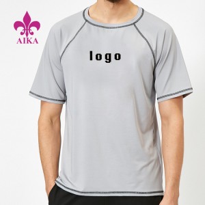 Ambongadiny Custom fanontam-pirinty Fitness Lehilahy Workout Gym Blank Contrast Stitch t-shirt