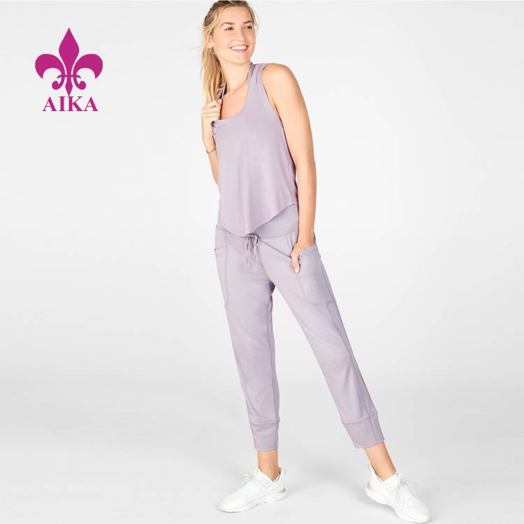 Ženske tajice visoke definicije s rebrama - visokokvalitetna aktivna odjeća, prozračni ljetni dvodijelni set za trčanje za žene – AIKA