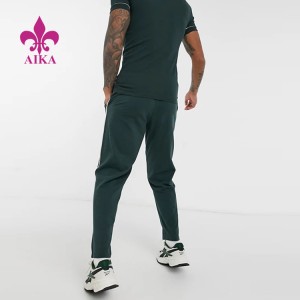 Men Sport Running Gere Logo Printing Solid Color Side Stripe Green Sweat Pants
