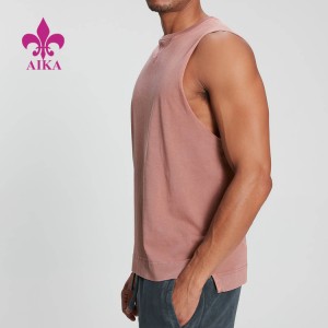 Ropa de ximnasia activa personalizada de alta calidade, camisetas de tirantes rosas de spandex de algodón liso para homes