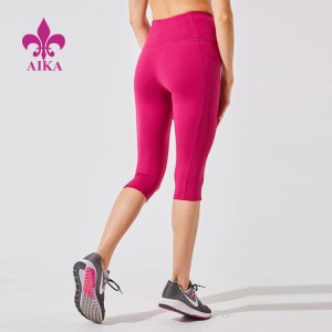 High Waist Sweat Wicking Gym Tights Length Women High Waist Yoga Pocket Leggings Pants