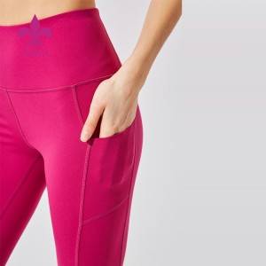 High Waist Sweat Wicking Gym Tights Knee Length Women High Waist Yoga Pocket Leggings Pants