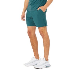 Pantalons curts de fitness atlètics per a homes amb cintura elàstica i logotip personalitzat amb ranura lateral