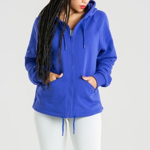 OEM Heavyweight Cotton Embroidery Suaicheantas Blank Essential Full Zip Up Hoodies For Women