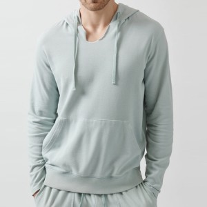 Jualan Terbaik Borong Custom Raw Neck Blank Workout Pullovers Plain Hoodies For Men