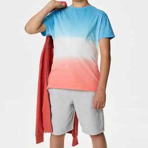 Camisetas infantis de algodão de alta qualidade Tid Dye Boys Tops em branco