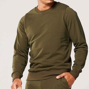 ຂາຍສົ່ງຄຸນະພາບສູງ 50% Cotton 50% Polyester Plain Workout Crew Neck Men Sports Sweatshirts
