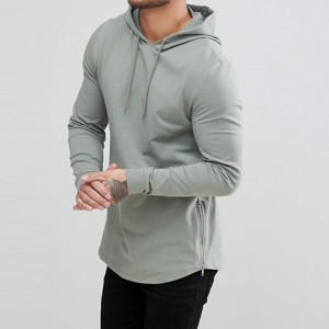 Prezzu Cheap Cotton Soft Bottom Side Zipper Plain Pullovers Workout Blank Hoodies For Men
