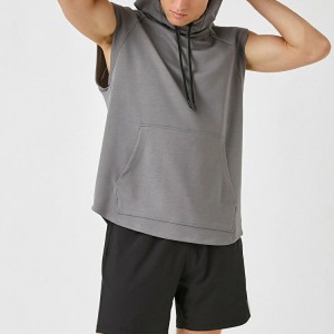 Groothandel op maat gemaakte logo heren workout effen trui blanco mouwloze hoodies