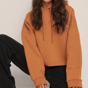 Търговия на едро с френски хавлиени 100% памук обикновени големи пуловери с качулка за жени