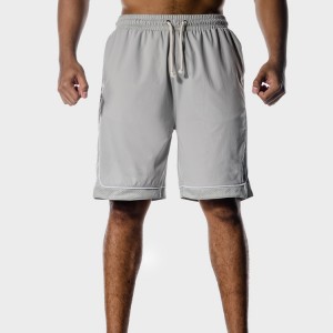 Pantalons curts de bàsquet de gimnàs en blanc de tela de malla transpirable d'alta qualitat per a homes