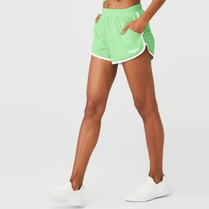 Høykvalitets Contrast Piping Elastisk midje Custom Workout Fitness Gym Sweat Shorts for kvinner