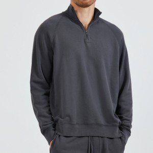 Wholesale Gym Atletik Mete Koton Polyester Custom Logo Gason Plain Trimès Zip Pullover Sweatshirts