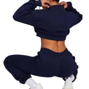 75% Cotton 25% Polyester Custom Half Zip Workout Fitness Cropped Sweatshirts No nā Wahine