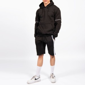 Hochwertige 2-teilige Baumwoll-Shorts-Sets, leerer Trainingsanzug mit individuellem Logo für Herren