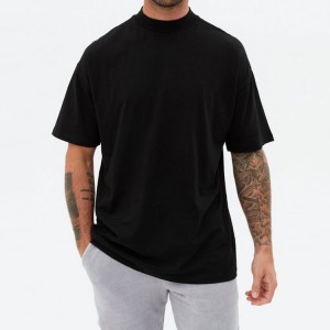 High Quality 95% donje 5% spandex Mock Neck Men Plain Workout Blank Fitness T Shirt