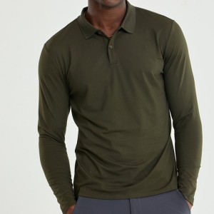 Groothandel Slim Fit Man Fitness Sport T-shirts met lange mouwen, op maat gemaakte sneldrogende training Gym Polo T-shirt