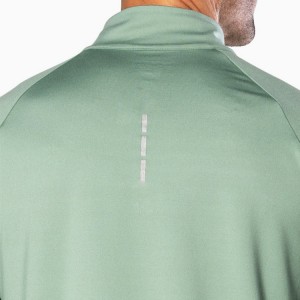 Quarter Zipper T Shirts Custom Reflex Strip Långärmad Gym Tops