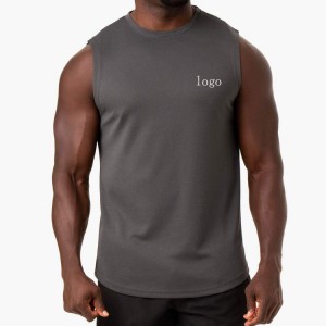 Högkvalitativt lätt nättyg Custom Logo Printing Men Gym Vanliga linne
