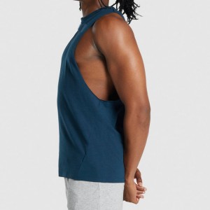 Engros høykvalitets rå dype armhull i bomull Trening Gym Tank Tops for menn