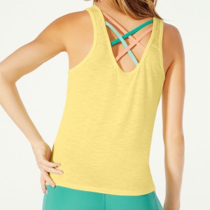 Fast Dry 92% Polyester 8% Spandex Back Cross Strap Plain Sports Tank Tops for Women