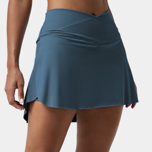 Модна атлетична тенис рокля по поръчка, кръстосани странични джобове 2 в 1 тенис поли за жени