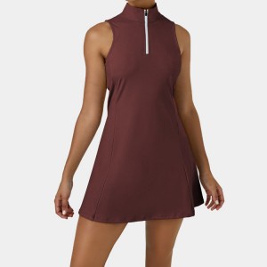 Vestido de tenis de alta calidade con faldas de golf de media cremalleira personalizado para mulleres