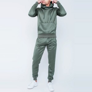 High Quality Polyester Slim Fit Sweatsuit Custom Contrast Tape Tracksuit Bakeng sa Banna
